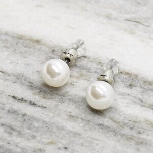 Elegant White Pearl Stud Earrings